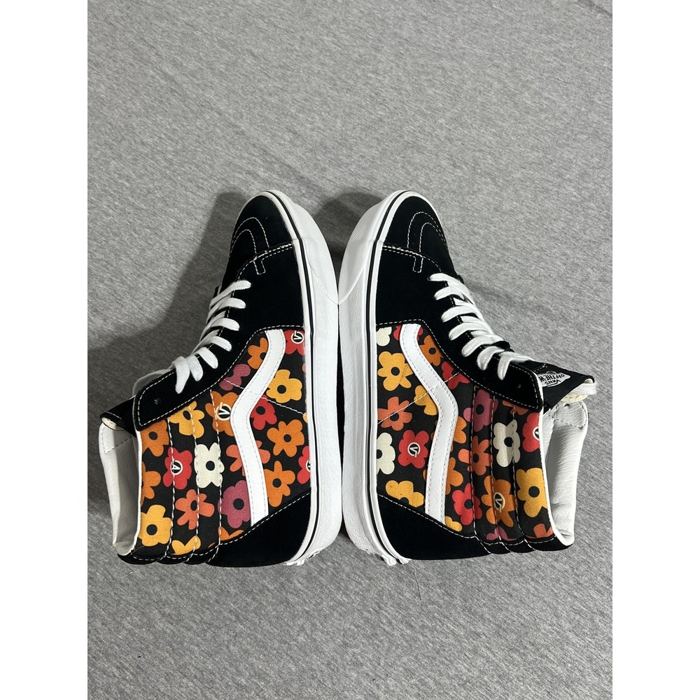 Vans Sk8-Hi Shoes Mens Size 9 Black Floral Multicolor High Top Skate Sneakers - Picture 13 of 16